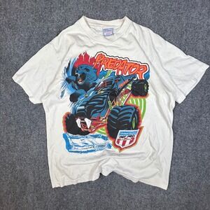 Vintage All Sport Predator Monster Truck T-Shirt White USHRA 90s Large